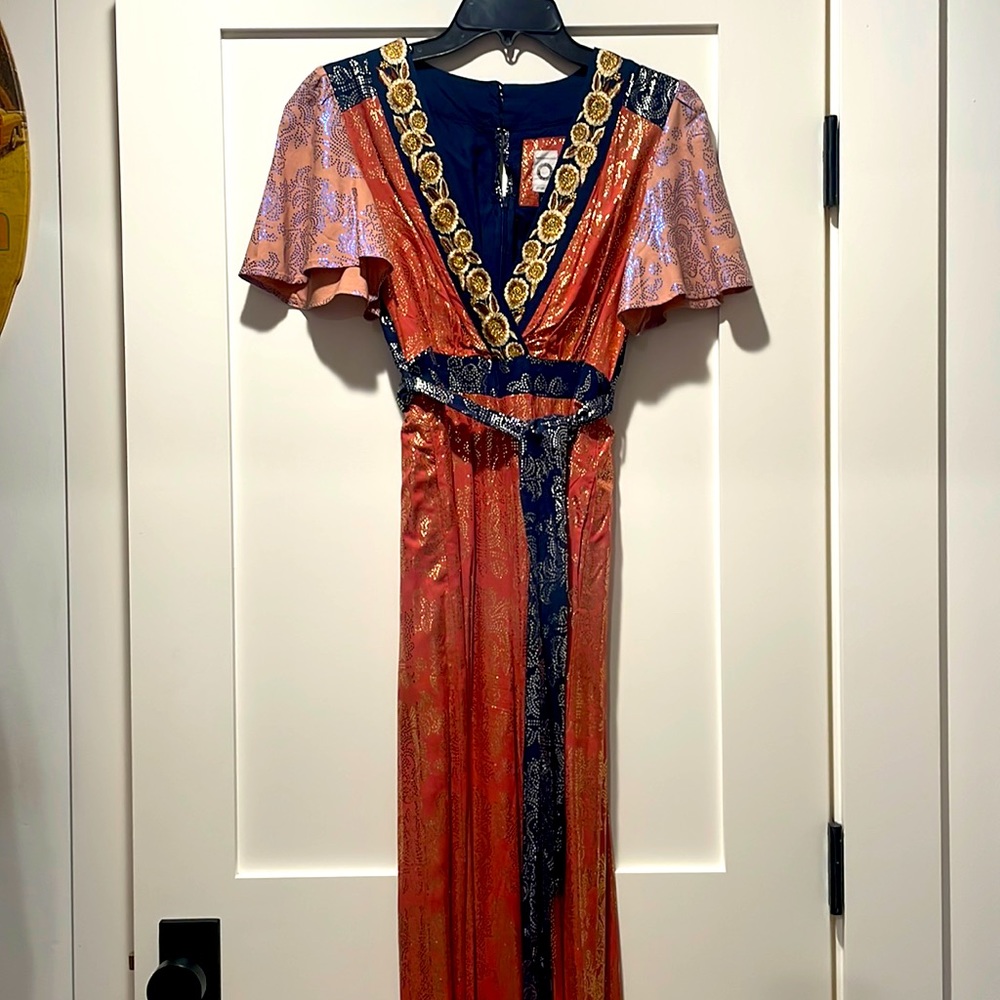 Akemi +Kin by Anthropologie jumpsuit. Rose/navy/gold.  Size 4.